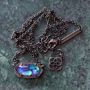 Kendra Scott Elisa Necklace Gunmetal Abalone